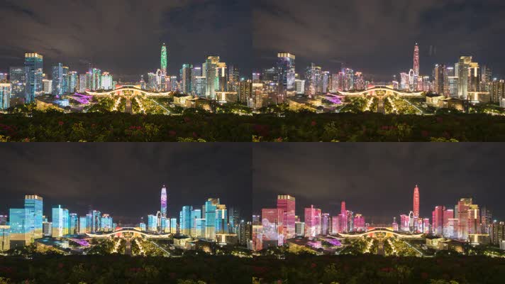 深圳CBD天际线灯光秀延时夜景