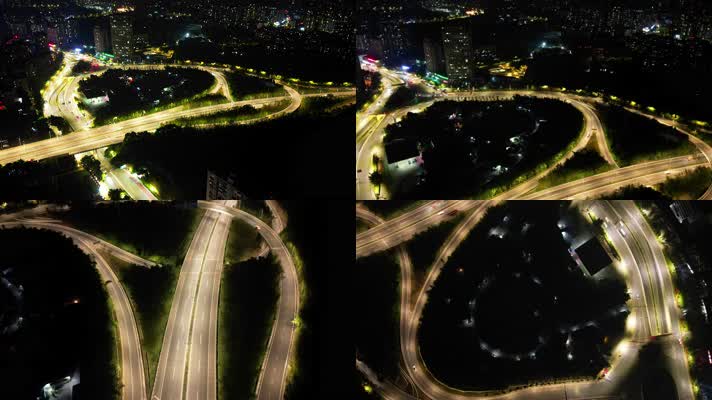 【合集】4K重庆北碚高速夜景车流航拍延时