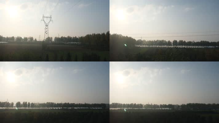 火车上拍摄秋天西安郊区关中平原的农田风光