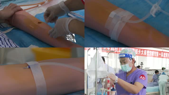 护士练习输液扎针技术在假手臂上专业技能