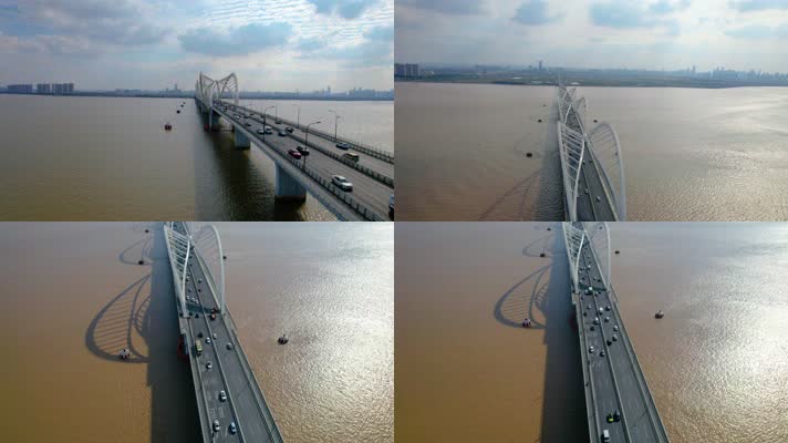 杭州钱塘江九堡大桥航拍风景400