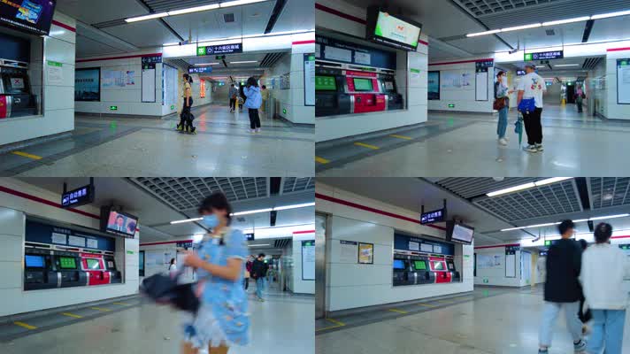 城市地铁入口乘客人流延时摄影