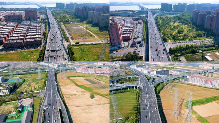 杭州钱塘新区立交桥车辆车流延时风景