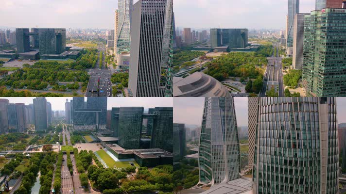 杭州钱江新城市民中心车流城市延时摄影