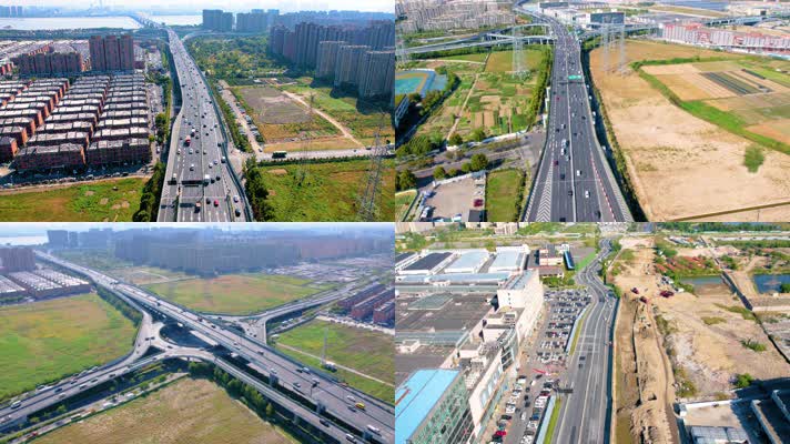 杭州钱塘新区汽车车辆车流延时风景