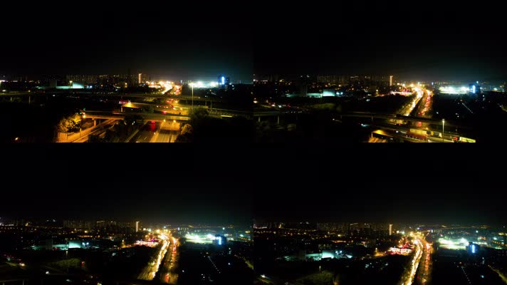 杭州下沙立交桥绕城高速车流夜景