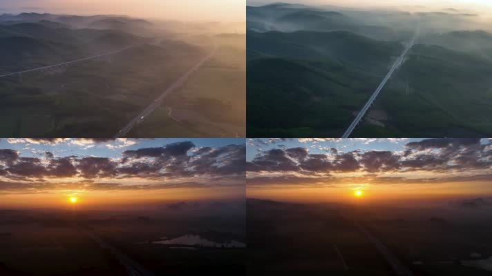 4K航拍广西清晨群山云雾环绕