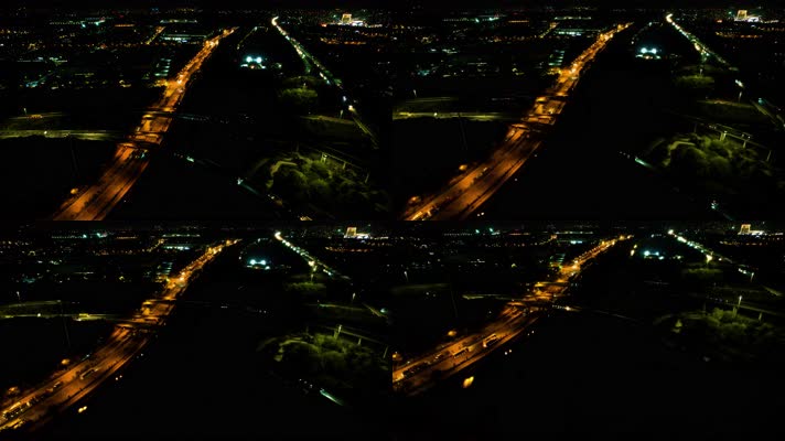 杭州下沙立交桥绕城高速汽车车流夜景