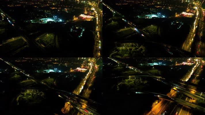 杭州下沙立交桥绕城高速夜景
