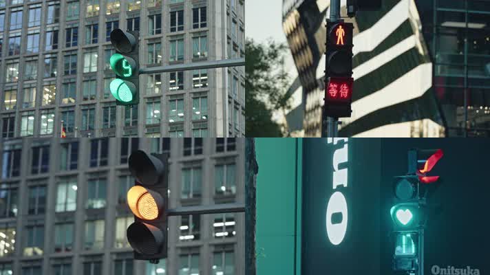 交通红绿灯信号灯空镜城市忙碌倒计时