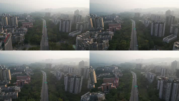 4K航拍重庆北碚街道城市建筑风光