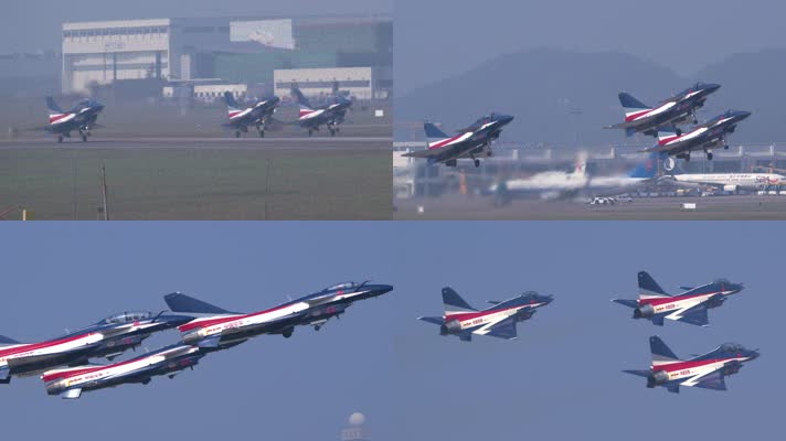 超稳定：中国航展八一表演队歼10战斗机起飞