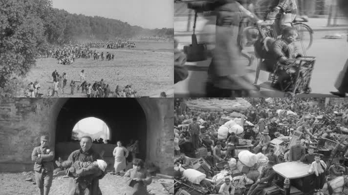 1938年抗战时期逃难的人们影像2