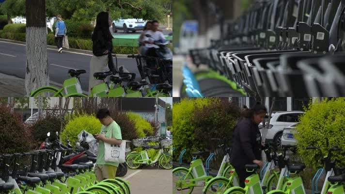 市民扫码骑行电动助力车出行绿色出行环保