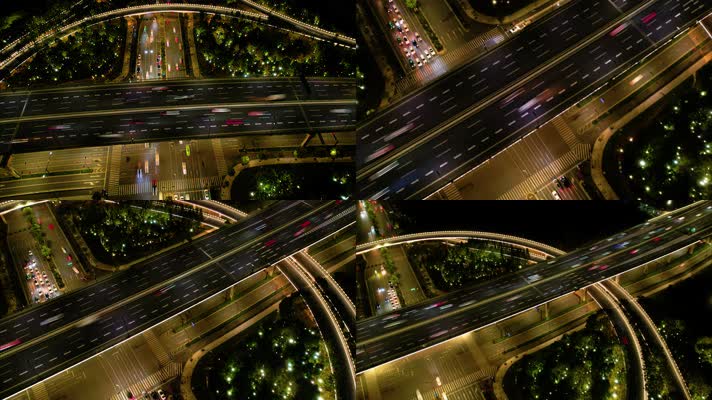 杭州萧山区市心路互通立交桥高架桥夜景延时9
