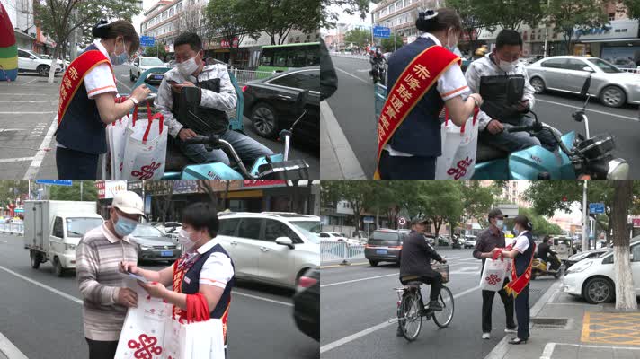 联通电信宣传活动在街路上发宣传单礼品袋子