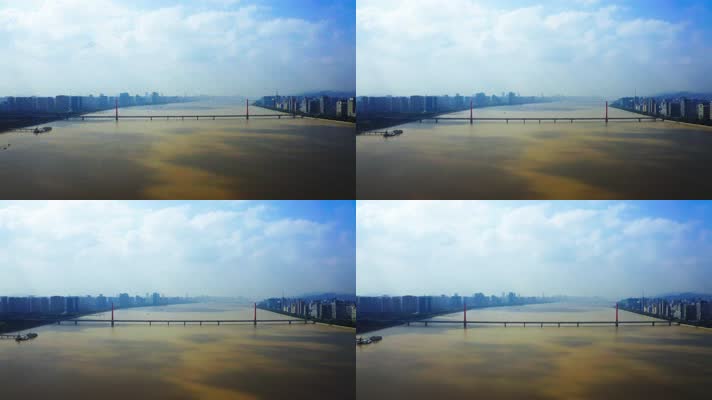 景观阳台_V1-0039钱塘江两岸的现代化城市风貌