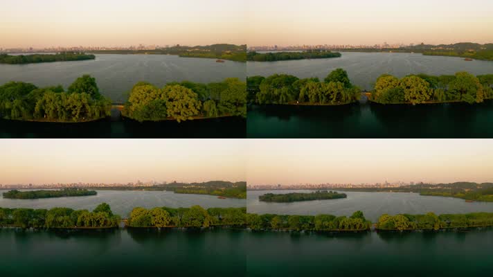 杭州2_V1-0015航拍西湖的金色夕阳美景
