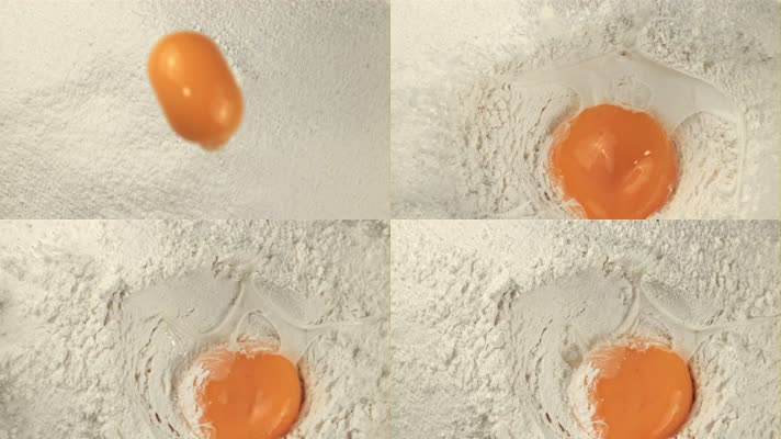 鸡蛋落入面粉升格