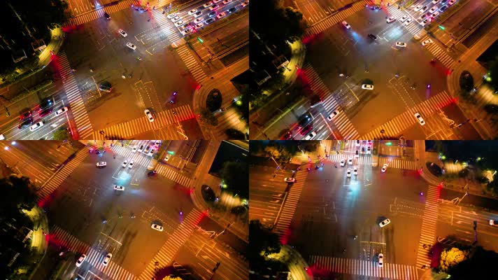 杭州城市十字路口夜景车流9