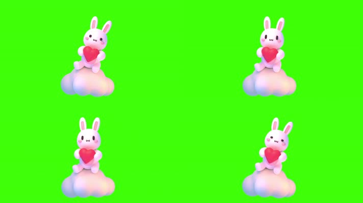 3D手抱爱心兔子元素