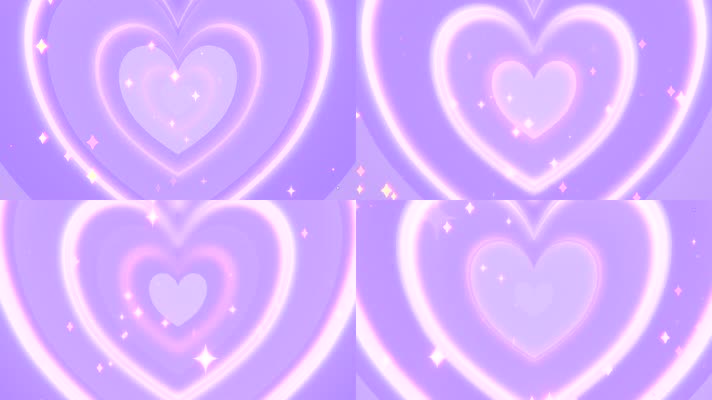 紫色卡通爱心穿越动态背景