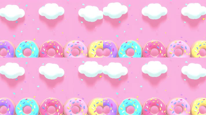 3D卡通色彩斑斓的甜甜圈背景
