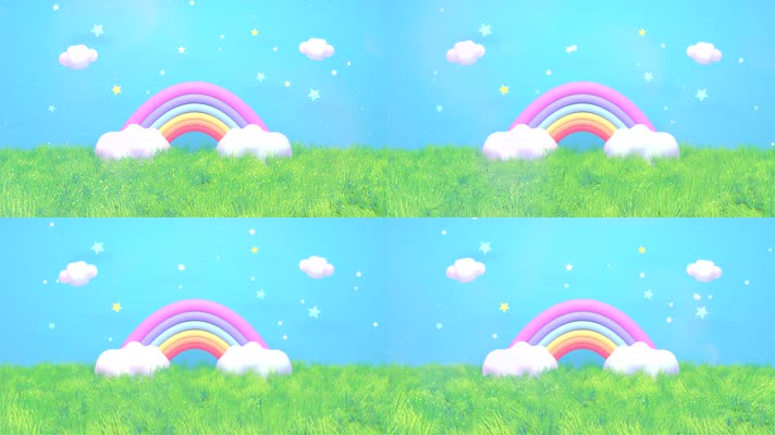 3D卡通彩虹和草地