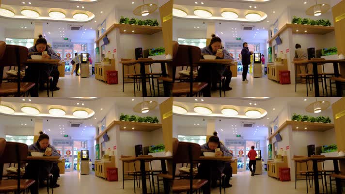 小吃餐厅饭店顾客享用食品延时摄影9