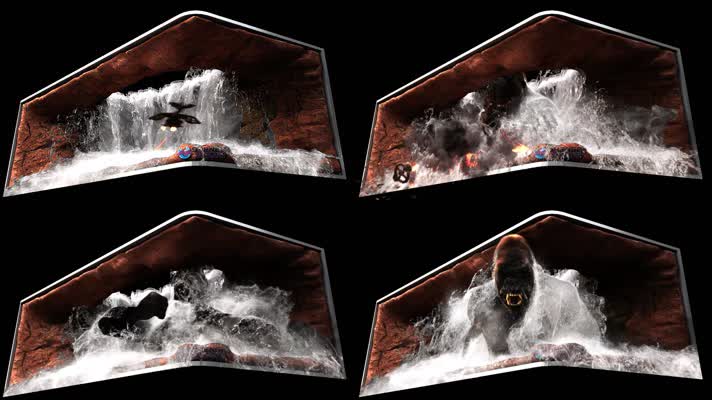 原创金刚瀑布裸眼3D折屏效果网红大屏效果