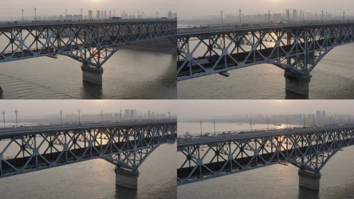 航拍南京长江大桥风光