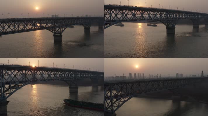 航拍南京长江大桥风光