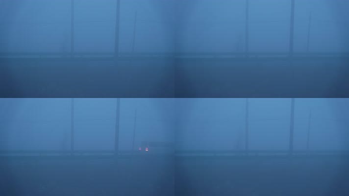汽车驶过大雾路面4K实拍空镜