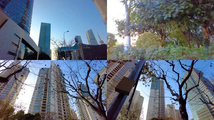 仰望上海陆家嘴上海环球金融中心高楼大厦