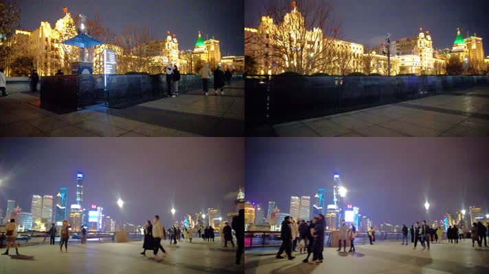 上海外滩游客人流夜景44