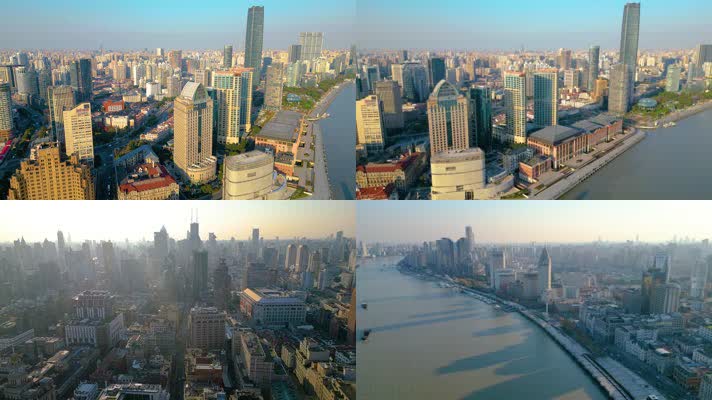 上海外滩黄浦区虹口区城市风景航拍