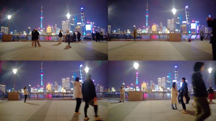 上海外滩游客人流夜景49