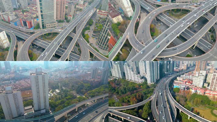 上海市黄浦区鲁班路立交桥车流风景