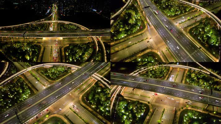 杭州萧山区市心路互通立交桥高架桥夜景延时摄影4