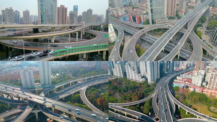 上海市黄浦区鲁班路立交桥车流城市风景