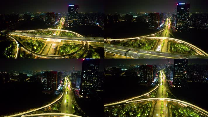 杭州萧山区市心路互通立交桥高架桥车流夜景400