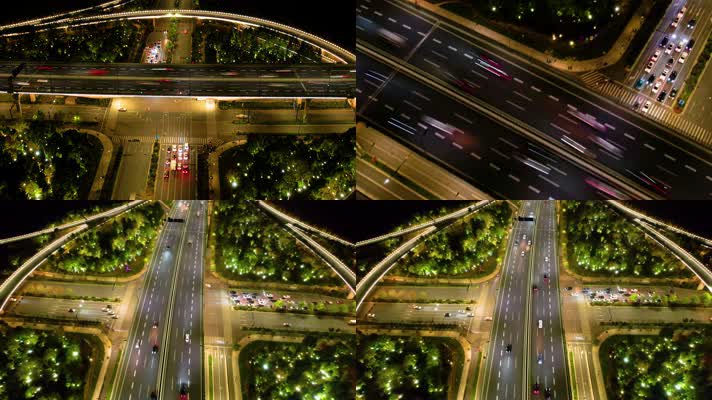 杭州萧山区市心路互通立交桥高架桥夜景延时摄影4