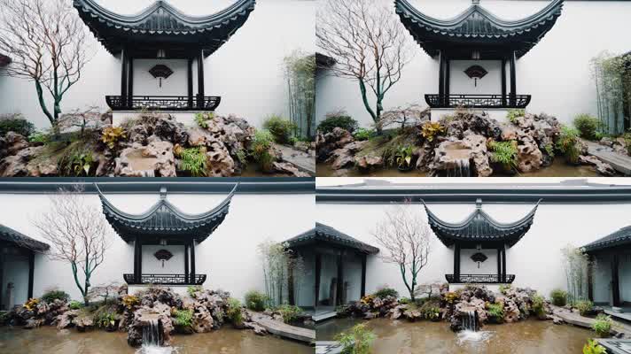 Suzhou Landscape_01江南烟雨园艺中国海棠树花锦鲤景观设计花坛