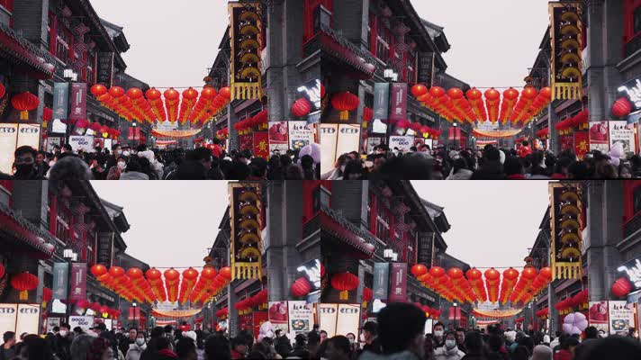 tianjinguwenhuajie_0传统节日元宵节红灯笼天津古文化街庙会人群