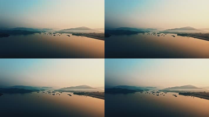 中国山水画水墨风意境航拍