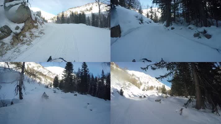 雪地摩托进山滑雪