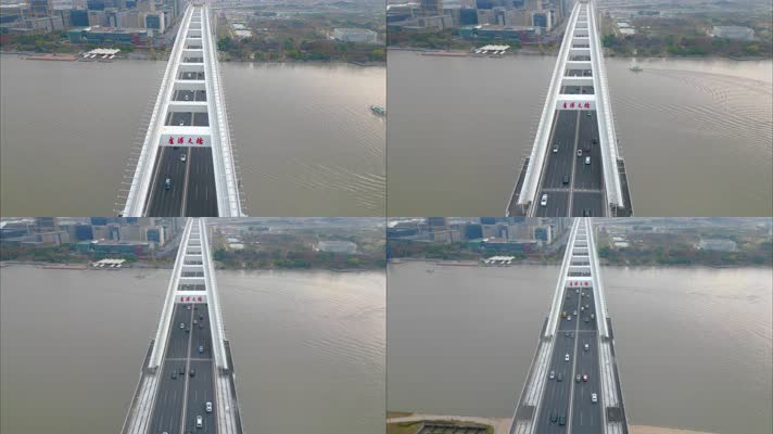 上海市黄浦区卢浦大桥车流船只延时风景9