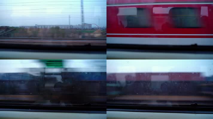 火车行驶中窗外的风景4K