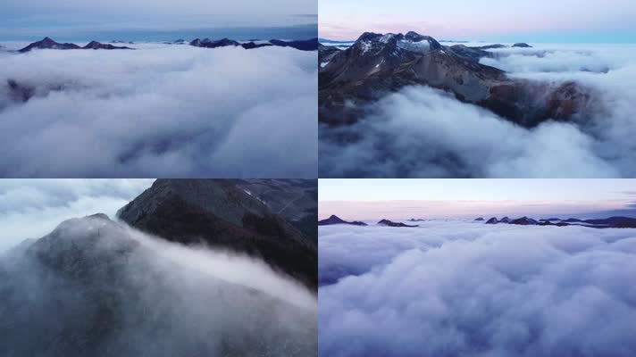 云海云雾流动群山山脉唯美航拍