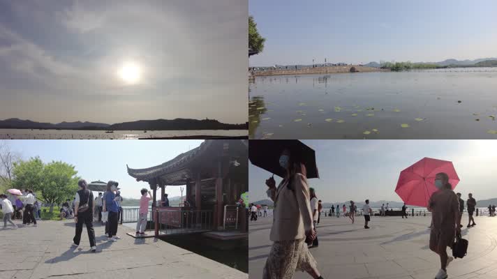 杭州西湖人流延时摄影